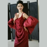 Красное модное ципао, платье, китайский стиль, по фигуре