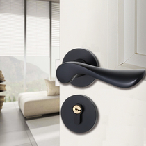 Nordic style door lock Indoor bedroom modern minimalist silent room door lock Three sets black split lock suit