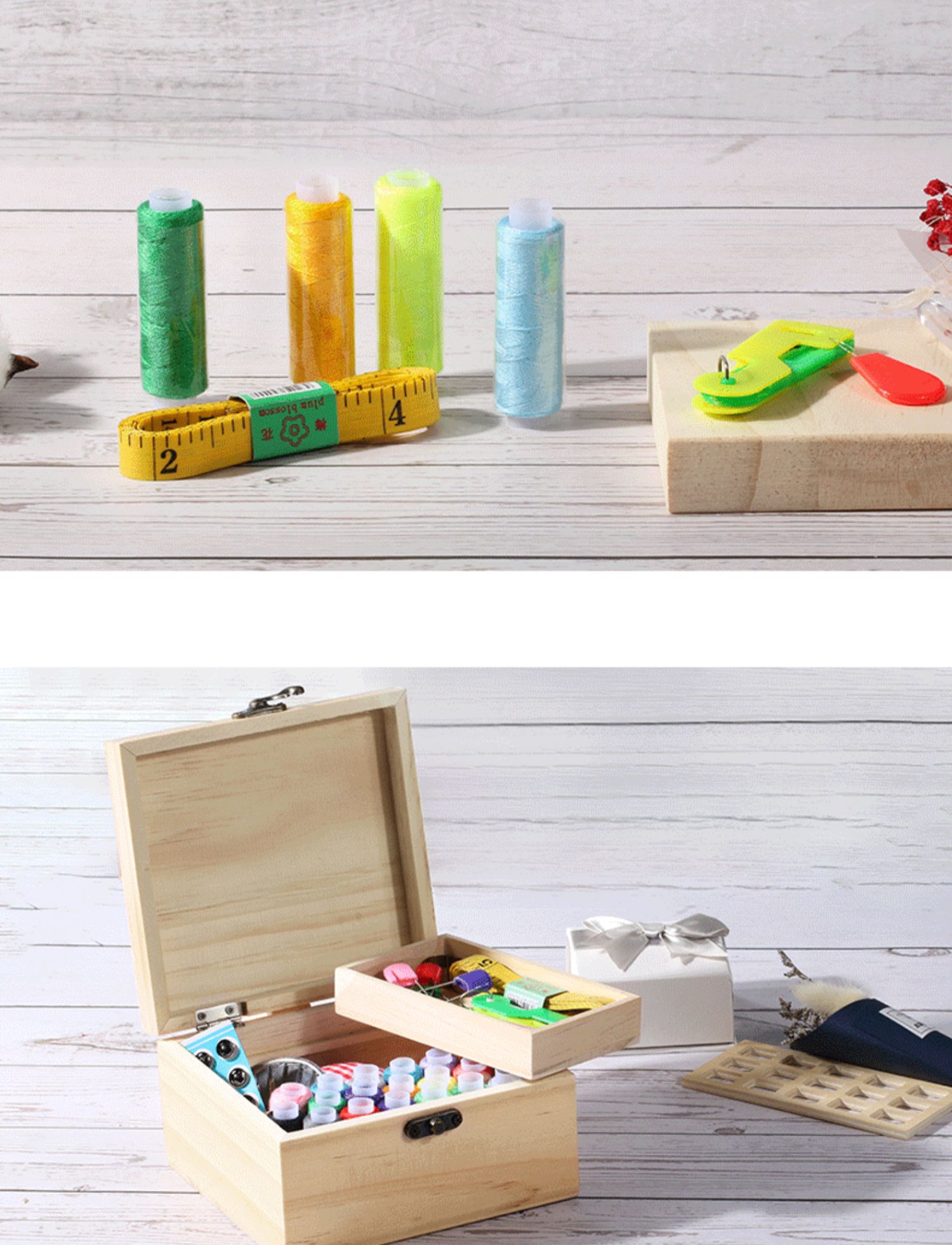 May hộp đặt may gia đình kit may kim khâu may hộp chéo công cụ khâu gỗ rắn hộp may - Công cụ & vật liệu may DIY kim máy vắt sổ