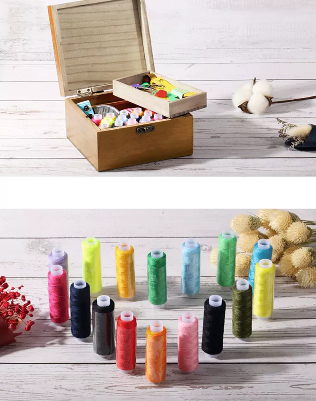 May hộp đặt may gia đình kit may kim khâu may hộp chéo công cụ khâu gỗ rắn hộp may - Công cụ & vật liệu may DIY