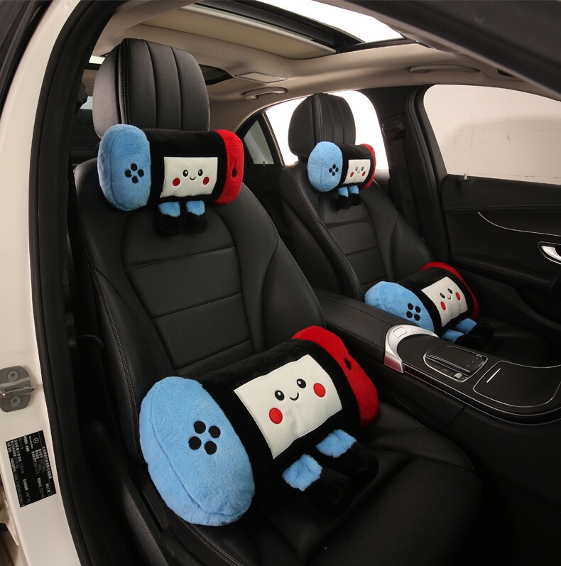 Swtich Car Headrest Universal Cute Cartoon Plush Seat Cushion Winter Warm Car Game Console Cushion