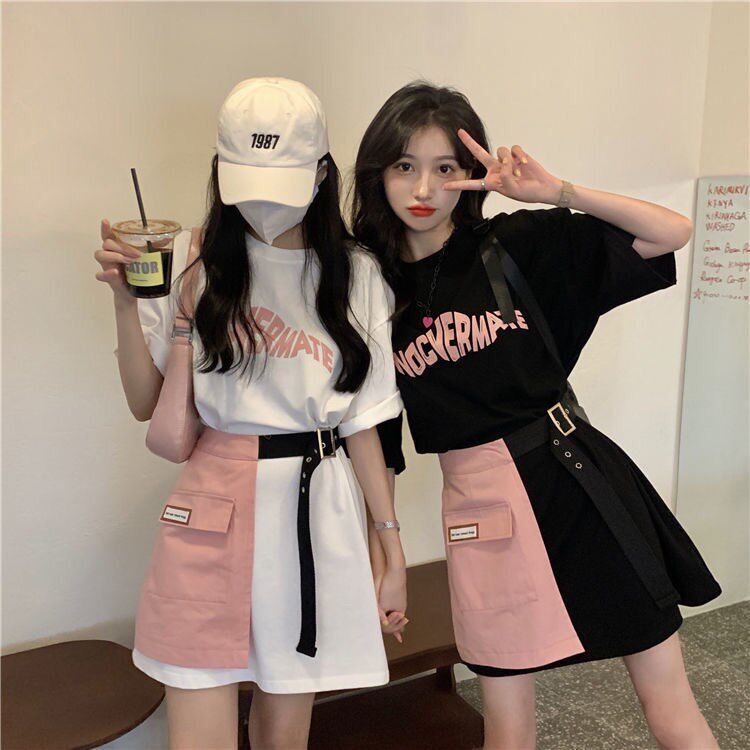 Sweet Skirts Summer Short Sleeve Salt Sweet Two Pieces of Sweet 2021 New Design Sense T-shirt Skirt Tide 4