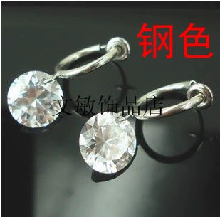 Цирконий, драгоценный камень, алмаз, невидимые клипсы, серьги для влюбленных, в корейском стиле, 8mm, без проколов ушей