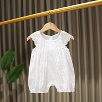 Baby one-piece clothes 2021 Summer new girl pure cotton climbing clothes 1-3-5-8-10 months baby thin even body clothes