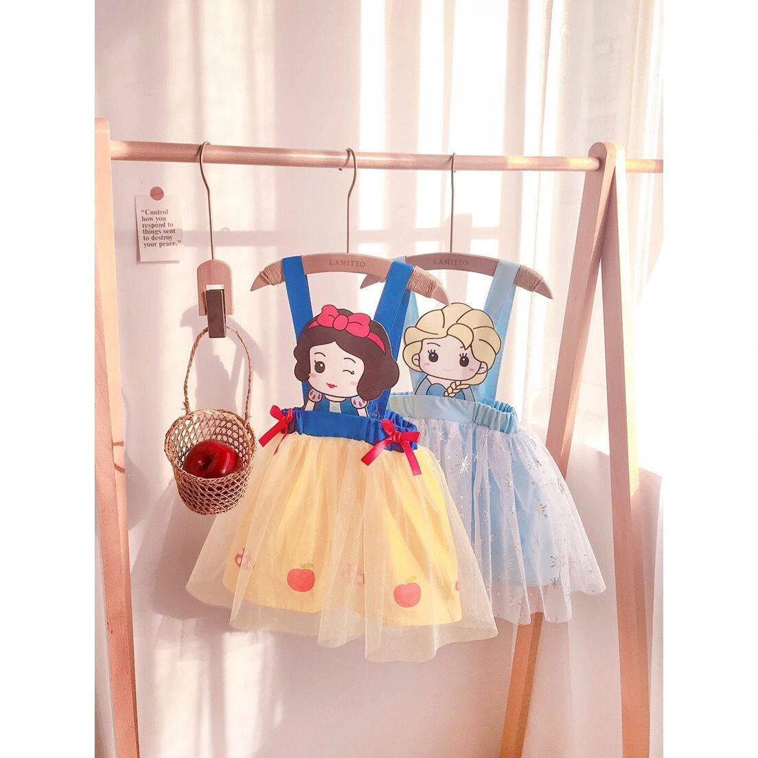 Cute cartoon girl summer dress 2021 new ins style baby vest dress suspender skirt suit T-shirt