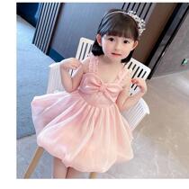 Girl Butterfly Knot pendant with dress 2021 Summer new middle Boys Korean version Candy Lian dress Child princess Skirt Tide