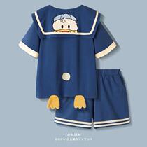 Summer pyjamas womens summer suit can be worn outside pure cotton summer clothing short sleeve tennis red student cute family residence