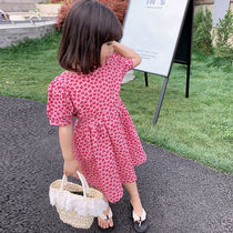 Girls floral dress 2021 summer new fashion childrens baby summer short-sleeved skirt Western beach skirt