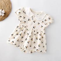 ins2021 Summer Baby One-piece Clothing Short Sleeve Han Edition Small Cherry Baby Khae Skirt Baby Boy Bag Fart Climbing Clothes