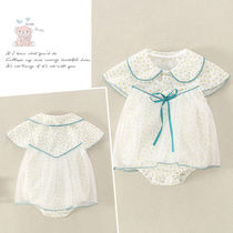 Female baby summer one-piece new Western style baby princess triangle ha dress full moon net infrared out climbing hugging suit