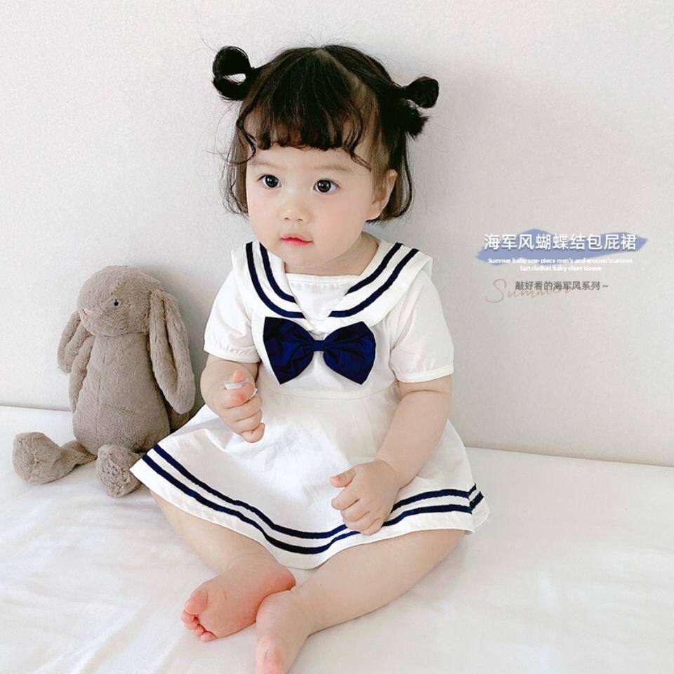 2021 summer newborn baby boys and girls baby bow triangle romper baby wrapping clothes foreign style (May 1