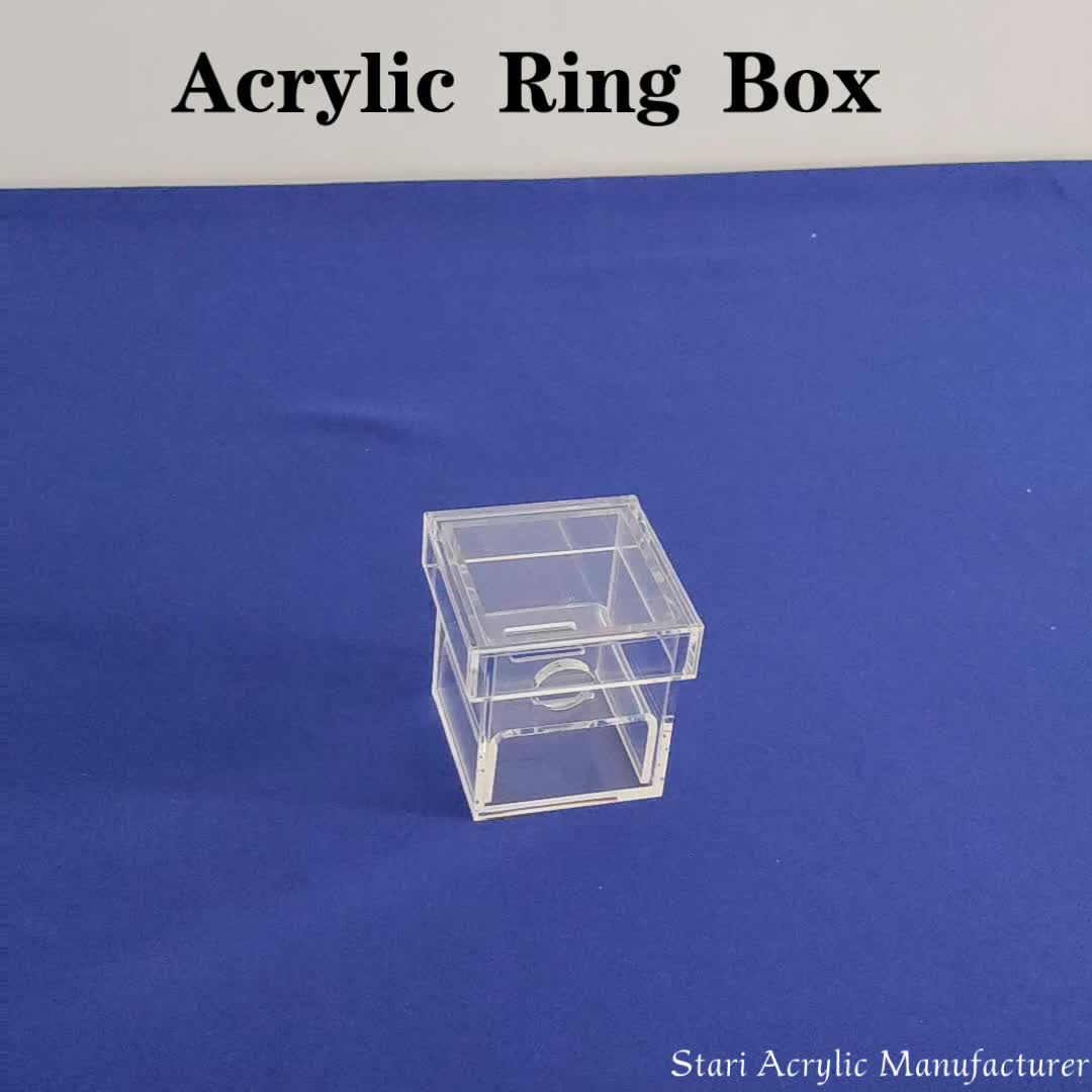 Square Clear Acrylic Wedding Ring Box Personalized Acrylic Ring Box
