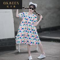 Girls Dress 2022 New Summer Fashion Western Style Childrens Dress Girls Big Boy Princess Dress