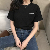 Super fire cec short sleeve female cotton loose student street simple clothes female hip hop Korean version ancient feeling Girl T-shirt