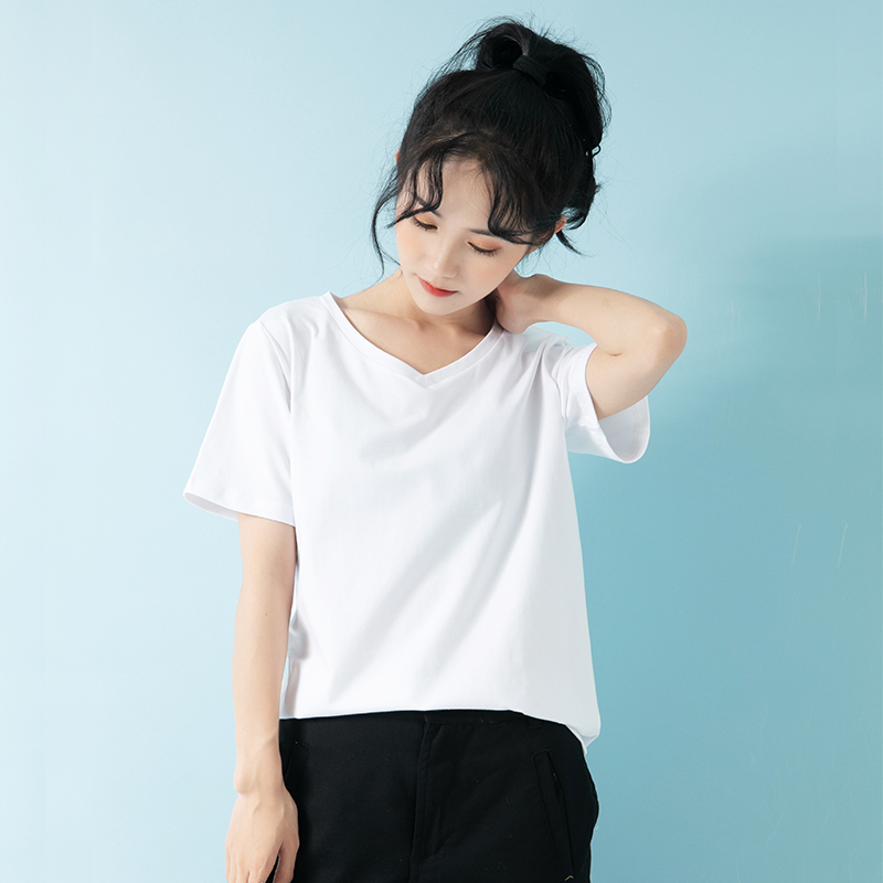 Summer fit 2021 new white T-shirt woman short sleeve pure cotton half sleeve small loose Korean version round collar blouse 100 lap grey