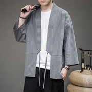 Mùa hè mỏng sọc nắng hôn quần áo kimono nhỏ cardigan nam retro Trung Quốc gió đang lớn trên áo khoác tuxedo.