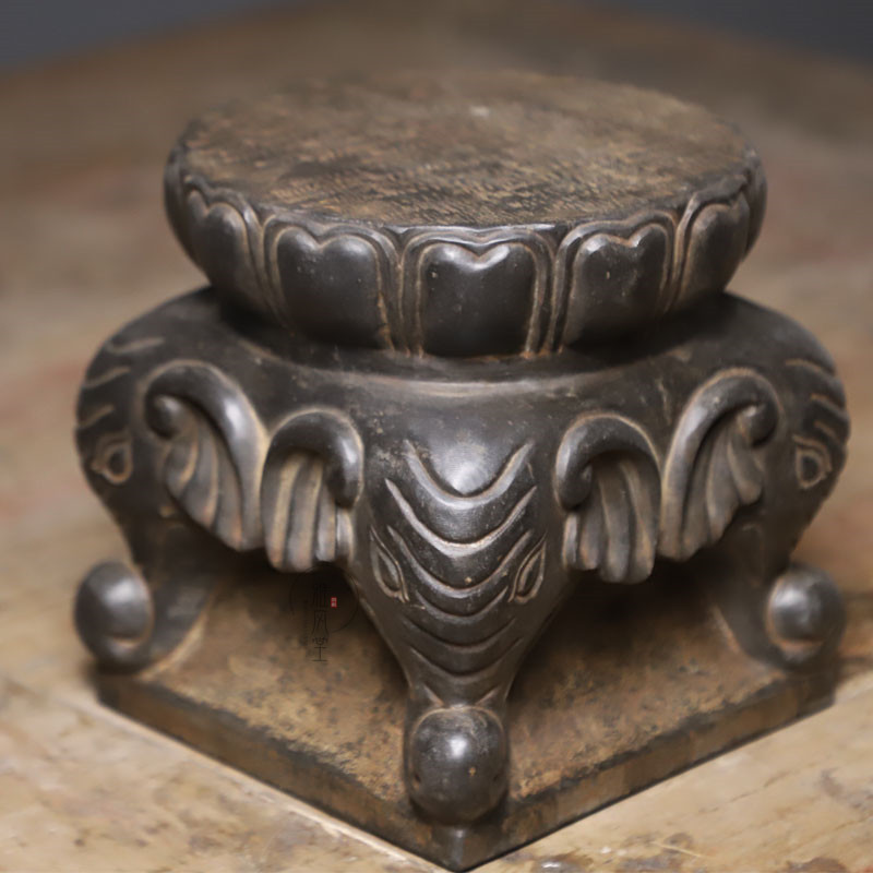 Bluestone antique old pure hand carved lucky elephant stone pier stone drum Chinese classical club furnishings