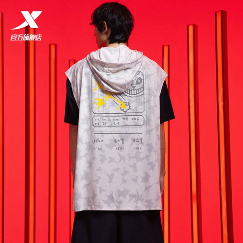 Xtep, футболка без рукавов, летняя толстовка с капюшоном, жилет, сезон 2021