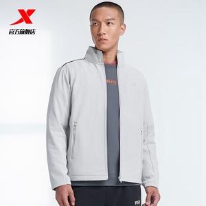 特步新款加绒保暖运动训练夹克外套男