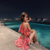 Áo tắm nữ hai mảnh ngực nhỏ tụ tập Hàn Quốc che bụng là bộ quần áo tắm mỏng màu đỏ spa nóng bỏng - Bộ đồ bơi hai mảnh bikini 2 mảnh màu hồng Bộ đồ bơi hai mảnh
