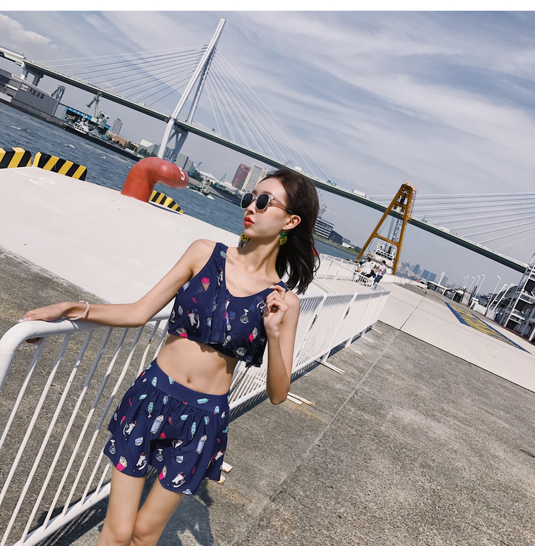 Yi Meishan áo tắm nữ bảo thủ ngực nhỏ tụ tập Hàn Quốc nhỏ tươi kiểu váy Hàn Quốc giảm béo bụng tắm nước nóng mùa xuân - Bộ đồ bơi hai mảnh bikini 2 mảnh màu hồng