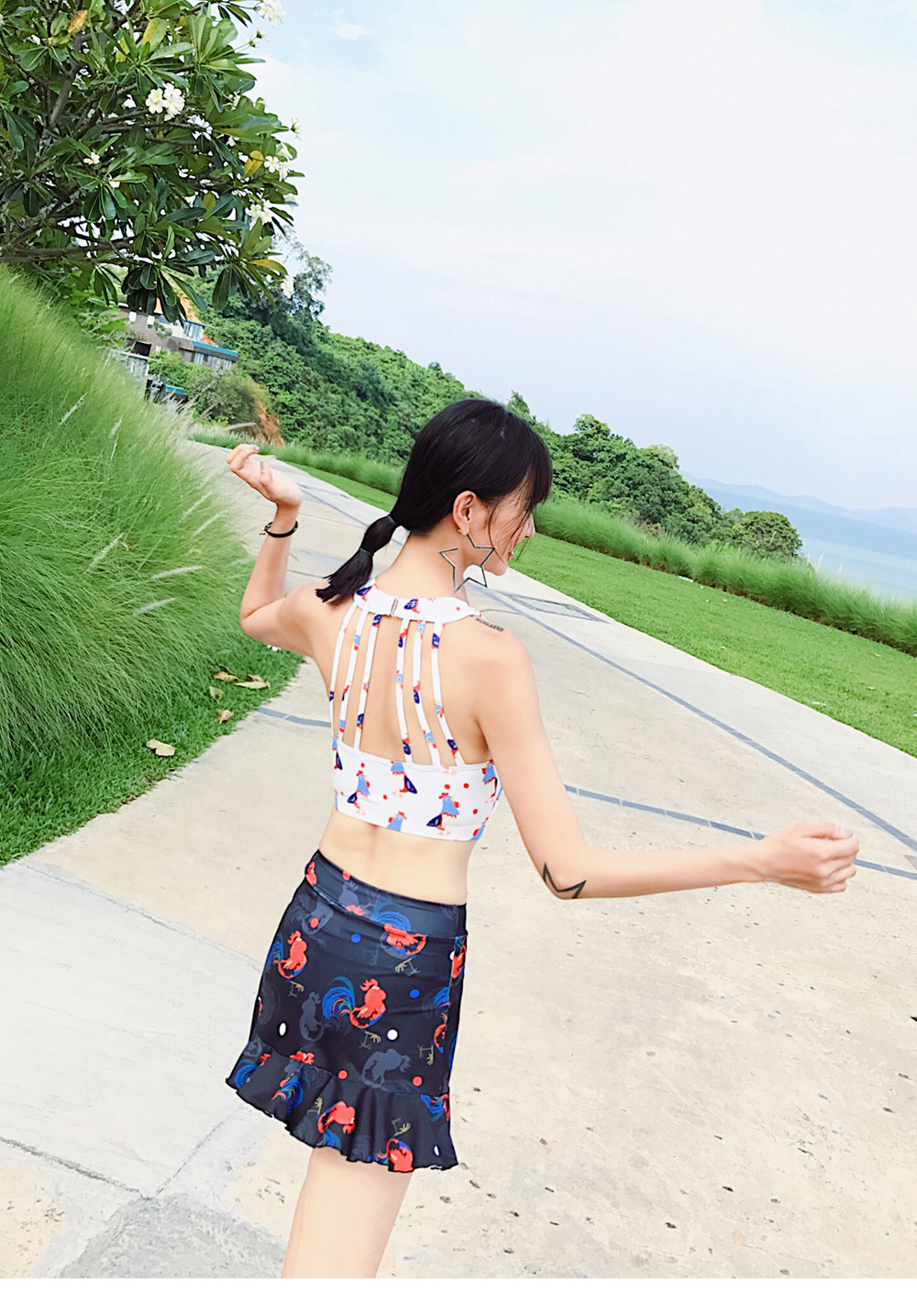 Bộ đồ bơi dễ thương ngọt ngào của cô gái Hàn Quốc hai mảnh ngực nhỏ tụ tập che bụng thon gọn váy sinh viên tắm nước nóng mùa xuân - Bộ đồ bơi hai mảnh bộ đồ bơi nữ 2 mảnh	