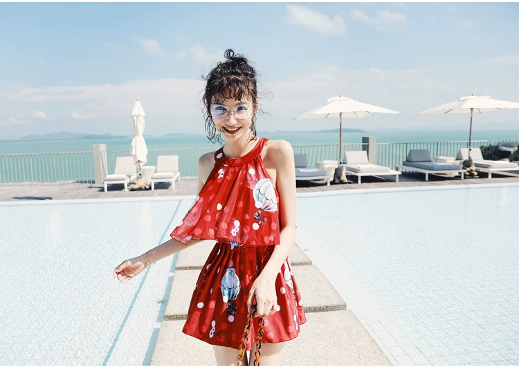 Đồ bơi nữ bảo thủ dễ thương chia áo tắm nhỏ tươi sinh viên Hàn Quốc ngực nhỏ tụ tập váy áo tắm sinh viên