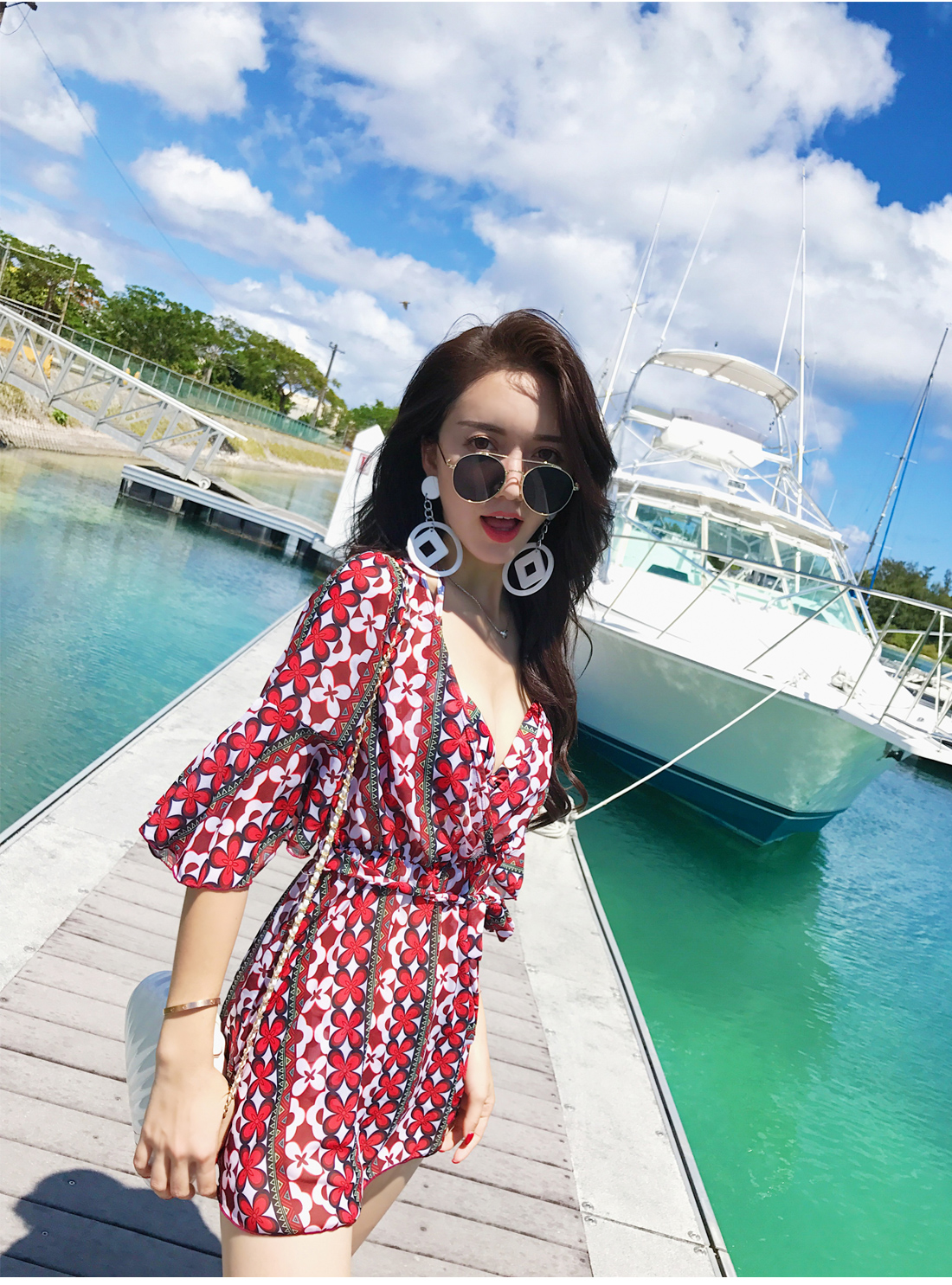 Áo tắm bikini nữ tính ba điểm áo bảo thủ Hàn Quốc che bụng thon gọn ngực nhỏ thu thập áo tắm kỳ nghỉ - Bikinis bộ bơi dài tay nữ