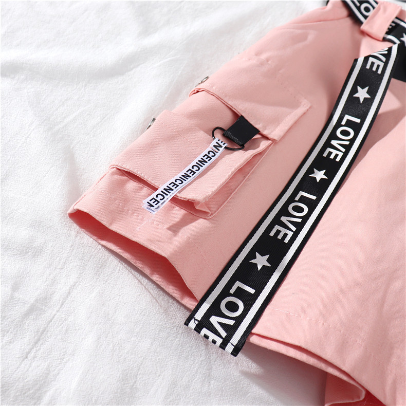 Комплект, короткая черная футболка с коротким рукавом, штаны для девушки 