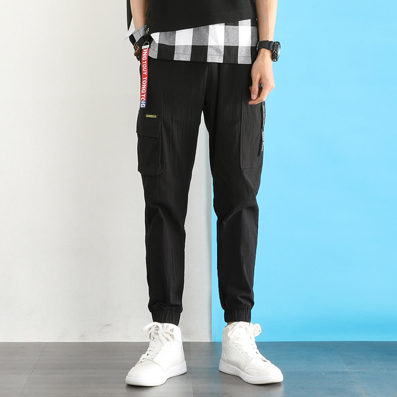 Falling overalls men's spring and summer thin fashion brand casual long pants net red beamed pants ruffian handsome slim-fit cropped pants