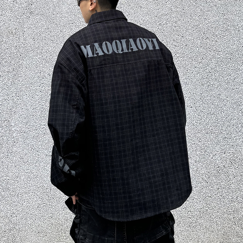 Noombus Spring and Autumn New Oversized American Street Style Plaid Long-Sleeve Shirt Unisex Loose Jacket Trendy Noombus Spring and Autumn New Oversized American Street Style Plaid Long-Sleeve Shirt Unisex Loose Jacket Trendy