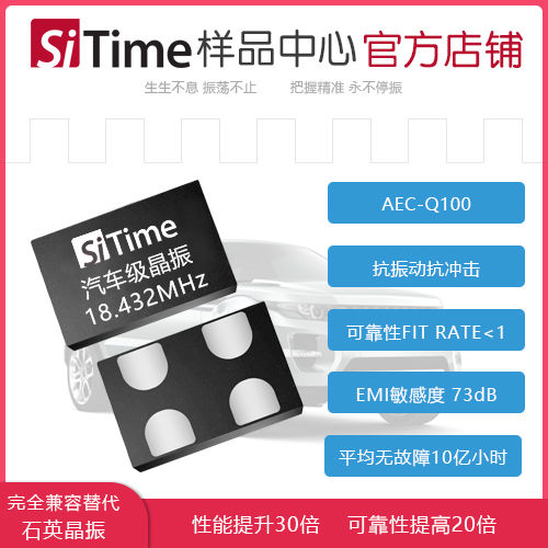 18 432MHz automotive grade wide temperature active crystal oscillator SIT8924 Shock and vibration resistance AEC-Q100 certification
