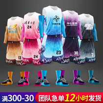 Basketball suit men and a set of student sports training vest suit summer shirt custom printing character 24 blue clothing