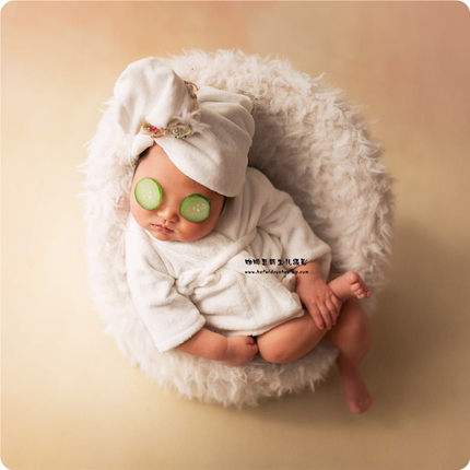 新生儿婴儿童摄影浴袍服饰百天宝宝拍照儿童创