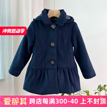 98 girls long-sleeved woolen coat autumn and winter thick quilted top hooded coat