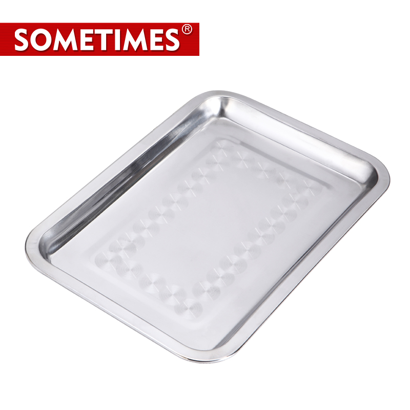 Sometimes barbecue tools accessories Food plate Stainless steel food plate Rectangular household dish barbecue baking plate