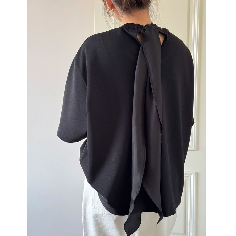 Correct Version Fair High-Weight Plain Cotton Knit Patchwork Scarf Fashion T-Shirt Ribbon T-Shirt for Women