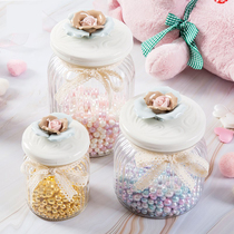 Glass jar for candy girl heart candy jar glass creative European cute with lid storage decoration