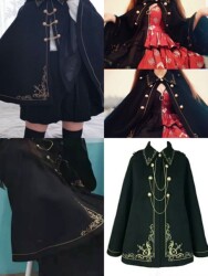 Lolita lolita dark cape autumn and winter cape coat spring and autumn day style soft girl cape coat cloak