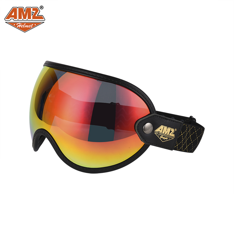 AMZ Locomotive Full Helmet Goggle Retro Locomotive Safety Helmet 3 4 Helmet Lenses All Season Universal Hale Glasses