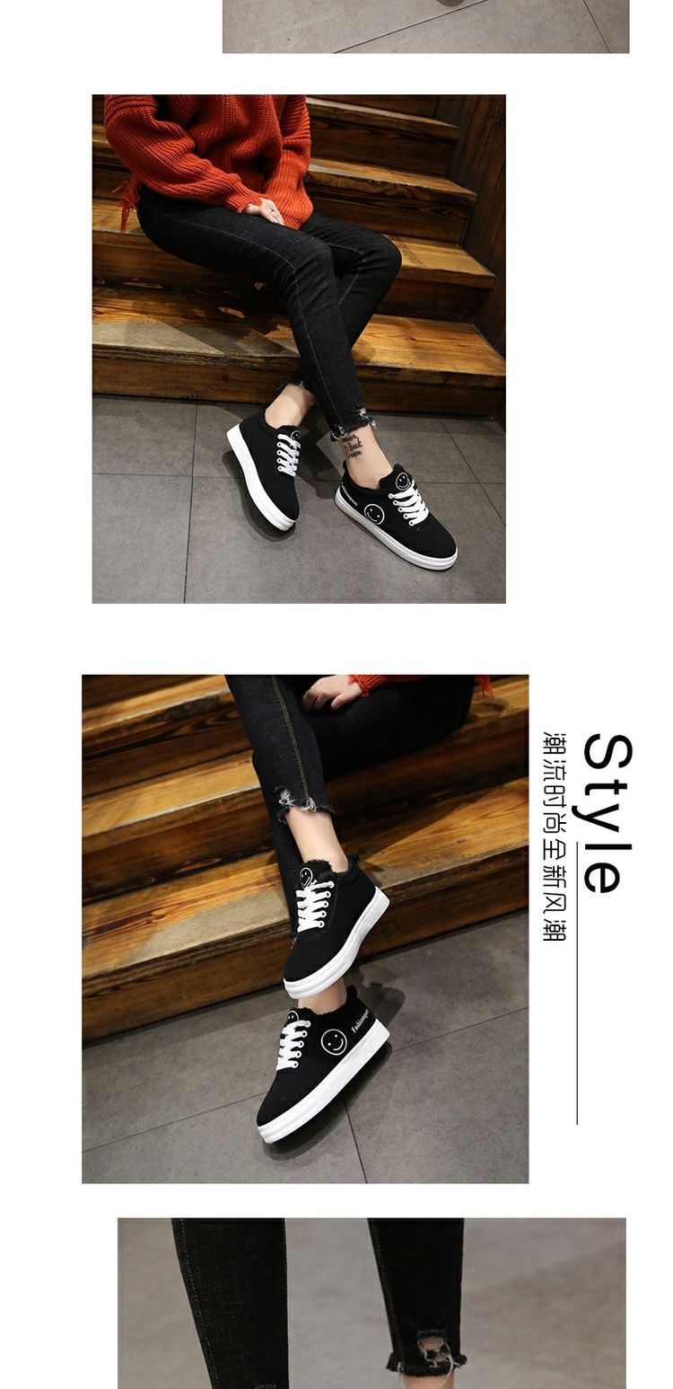 Giày cotton nữ mùa đông 2018 mùa thu mới phiên bản Hàn Quốc hoang dã cộng với giày nhung nữ sinh ấm áp giày nữ đế bệt giày thể thao lining