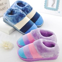 Cotton slippers female men thick bottom couple autumn and winter home Korean indoor bag with winter maoyue