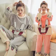 Mùa đông trùm đầu đồ ngủ nữ thỏ starling san hô nhung dễ thương phim hoạt hình có thể mặc dày flannel dịch vụ nhà phù hợp