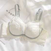 White underwear womens puzzling small breasts gather together to prevent sagging on the support without steel ring bra set French autumn and winter