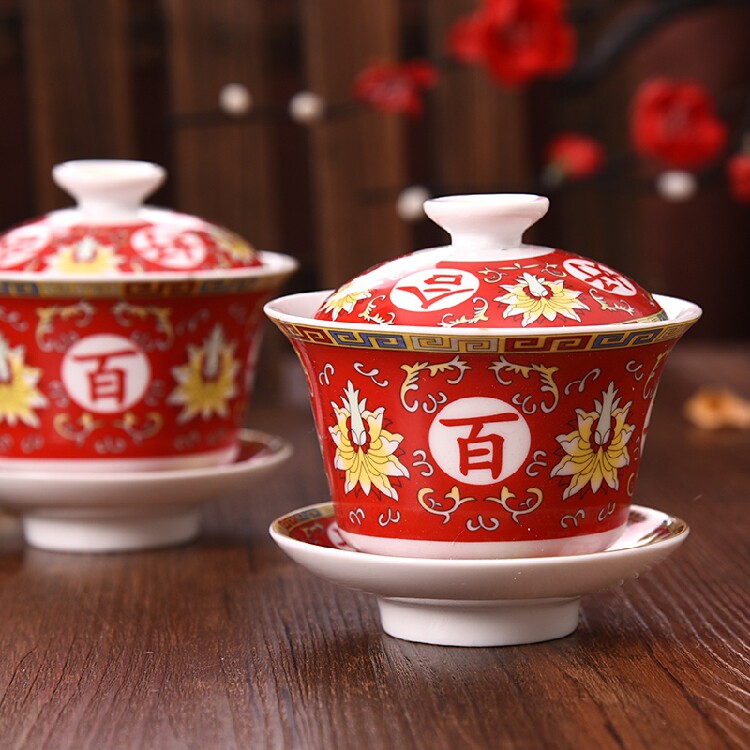 Ceramics to tea bowl red wedding bowl to teacup bone ceramic cup cup cup celebration products