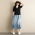 Váy Su Su denim nữ 2019 mới xuân hè cao eo co giãn hoa váy váy phiên bản Hàn Quốc của váy dài mỏng - Váy