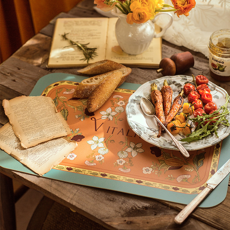 Van Residence Attitude Hand-painted American Fields Garden Leather Western Dining Mat Mesh Red Heat Insulation Waterproof Anti Oil American Bowl Cushion Dining Mat