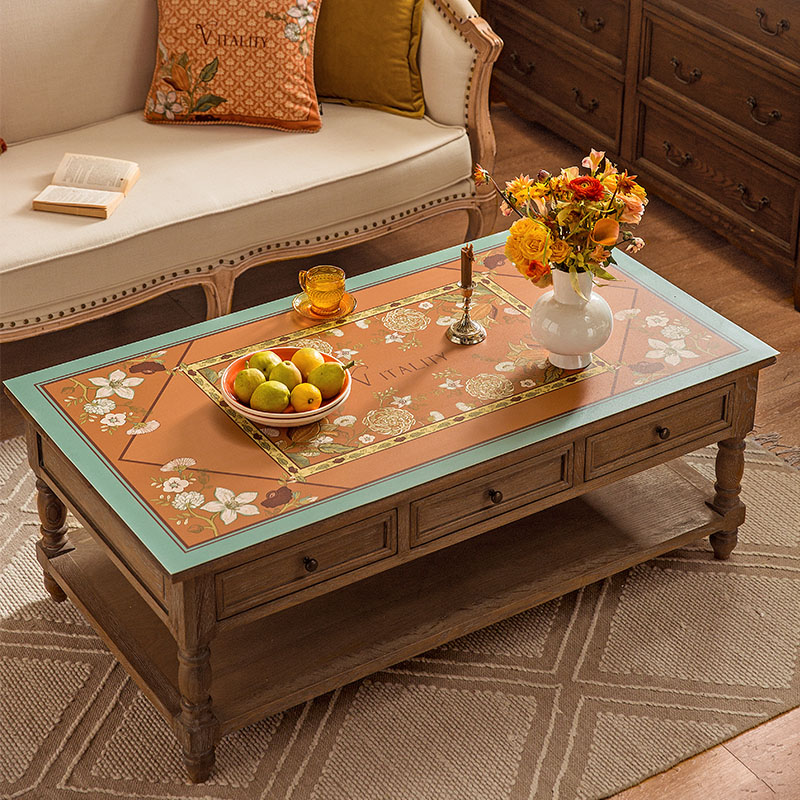 Fan Gu attitude hand-drawn American leather tea tablecloth waterproof oil and oil-free washing and red living room tea mat