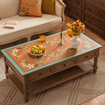 Fan Ju attitude Hand-painted American pastoral leather coffee table tablecloth Waterproof and oil-proof wash-in net red living room coffee table mat