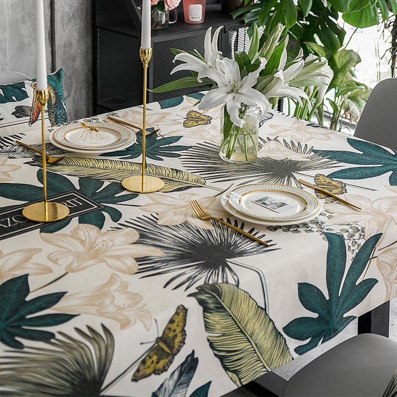 Van Residence Attitude Flowers Birds American Tablectable Cloth Waterproof Anti-Wash Table Cloth Desk Cushion Tea Table Cushion Rectangular Cloth
